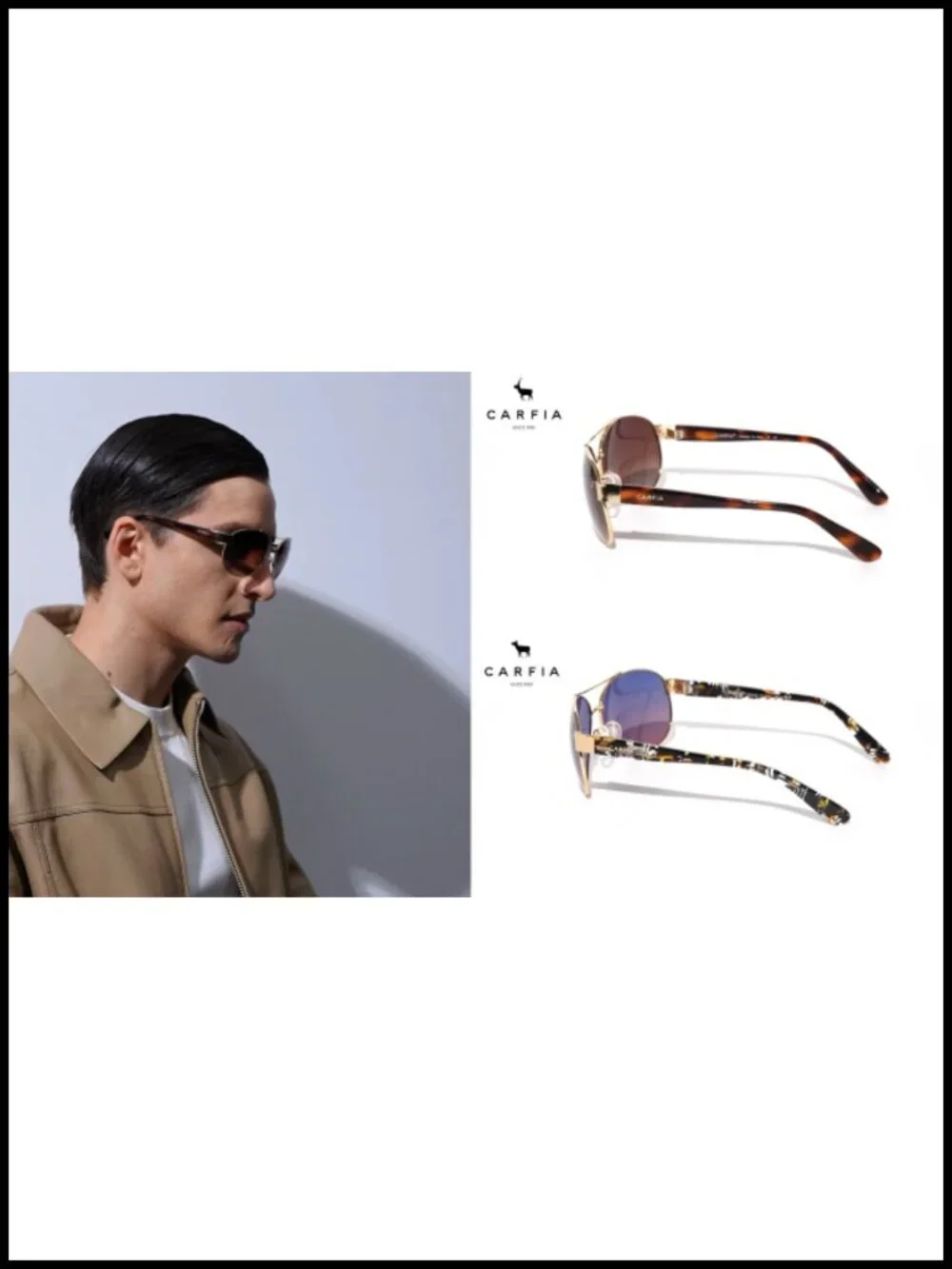 Pilot Retro Polarized Sunglasses UV400 Protection Metal Double Bridge Acetate